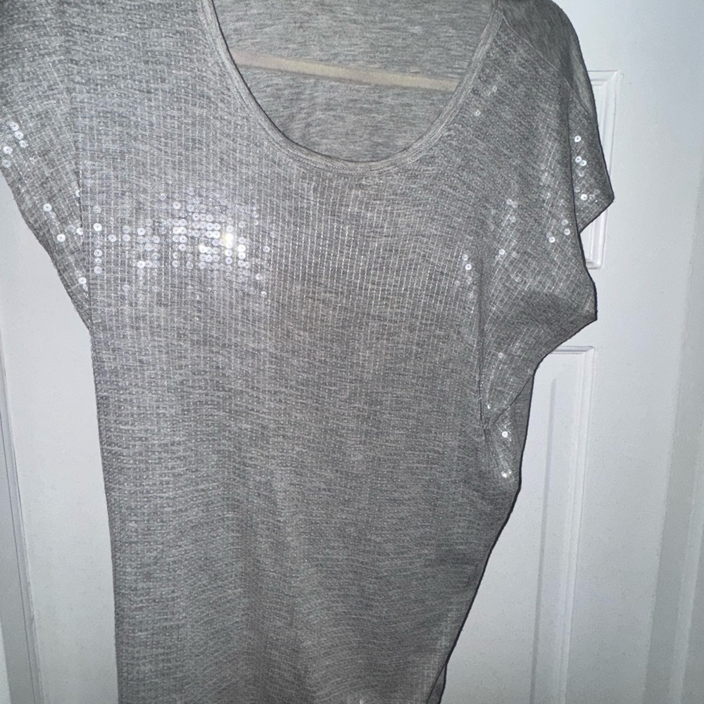 Michael Kors Gray Sequin Short Sleeve Tee